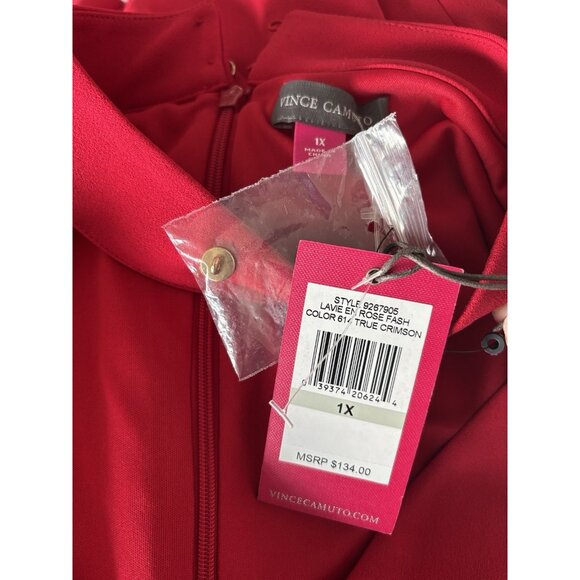 Vince Camuto Red Dress Plus Size 1X Cold Shoulder NWT Vamp Goth Cocktail - Picture 5 of 16